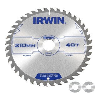 Irwin Lame de scie circulaire à main 210 × 30 mm 40 dents ATB