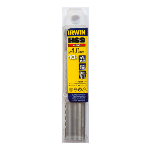 Irwin Metallbohrer HSS 4,0x75x43mm