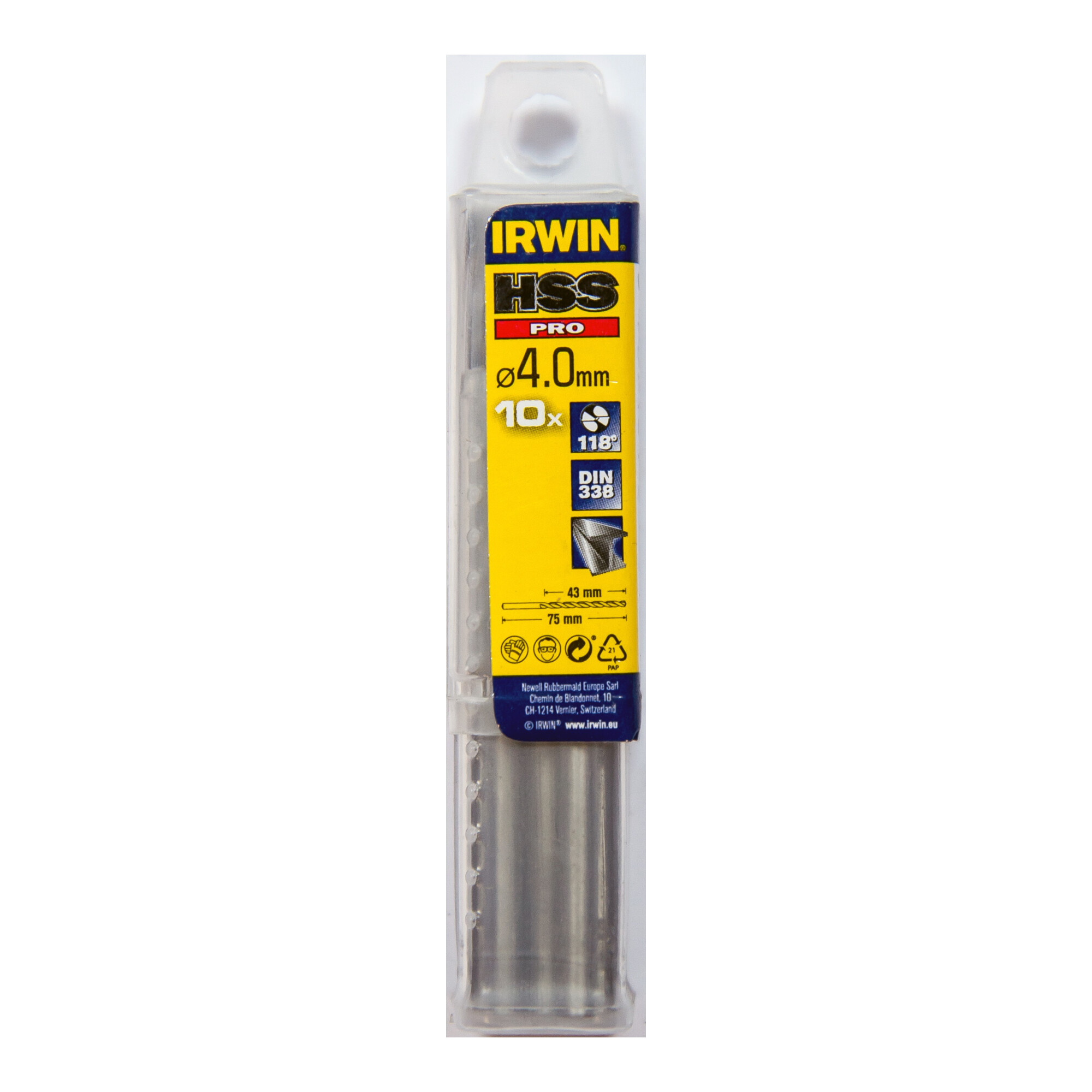 Irwin Metallbohrer HSS 4,0x75x43mm ; Irwin Tools