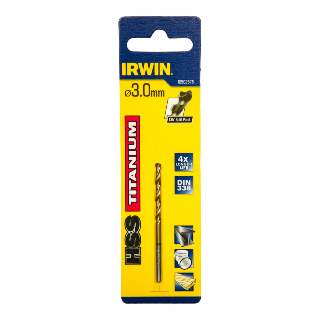 Irwin Metallbohrer HSS-Tin 3,0x61x33mm