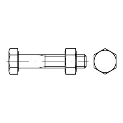 ISO 4014 Vis hexagonale avec tige, clés ISO, Mu 8.8 tZn SB EN15048 M24x90HP