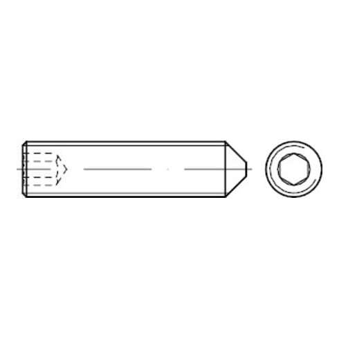 ISO 4027 Goupille filetée avec pointe et empreinte hexagonale creuse, acier inox A1/A2 M6x20 HP