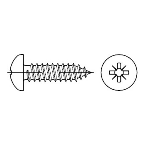 ISO 7049 Linsen-Blechschraube mit Phillips-Kreuzschlitz PH, ST galZn -C-Z 4,2x22 KP