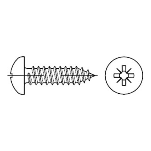 ISO 7049 Vis à tôle tête cylindrique Phillips PH, acier zingué 6,3x80