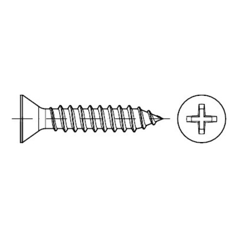 ISO 7050 Senk-Blechschraube mit Phillips-Kreuzschlitz PH, Edelstahl A2 -C-H 6,3x38 HP