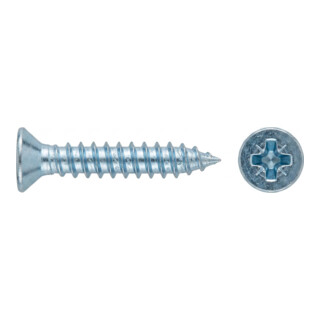 DIN 7982-C/ISO 7050 Senkkopf-Blechschraube mit Spitze PZ, Stahl, galvanisch verzinkt