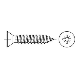DIN 7982-C/ISO 7050 Senkkopf-Blechschraube mit Spitze PZ, Stahl, galvanisch verzinkt