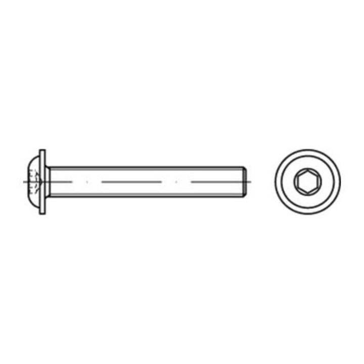 ISO 7380-2 Flachkopf-Flanschschraube VG M6x35 Edelstahl A2 blank Innensechskant