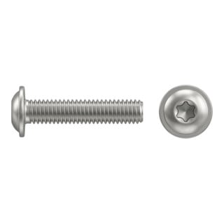 ISO 7380-2 Flachkopfschraube mit Flansch Innensechsrund, TX, Edelstahl A2-70, blank