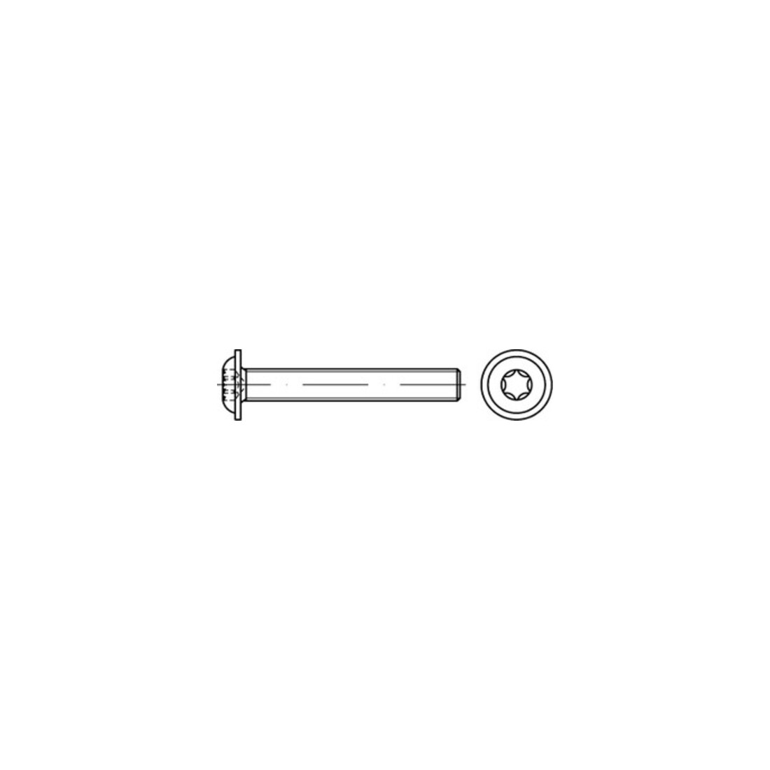 ISO 7380-2 Flachkopfschraube mit Flansch Innensechsrund, TX, Edelstahl A2-70, blank