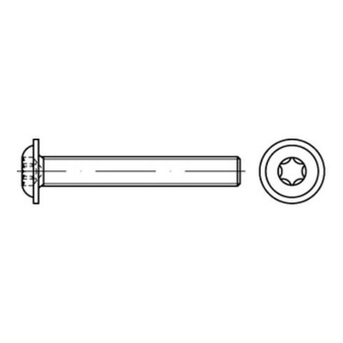 ISO 7380-2 Flachkopfschraube mit Flansch Innensechsrund, TX, Edelstahl A2-70, blank