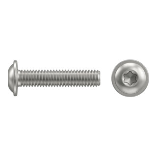 ISO 7380-2 Flachkopfschraube mit Flansch Innensechsrund, TX, Edelstahl A2-70, blank