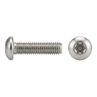 ISO 7380 Sicherheits-Flachkopfschraube mit Innensechskant mit Zapfen, TX-TR, Edelstahl A2-70, blank