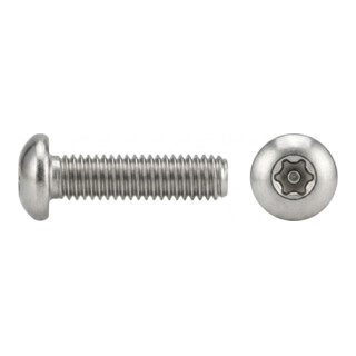 ISO 7380 Sicherheits-Flachkopfschraube mit Innensechskant mit Zapfen, TX-TR, Edelstahl A2-70, blank