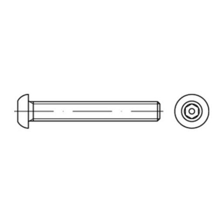 ISO 7380 Vis de sécurité à tête plate avec empreinte six pans creux et ergot, inox A2-70, brut