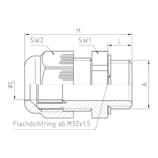 Jacob Kabelverschraubung langem Gewinde M16x1,5 7035L Kunststoff