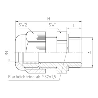 Jacob Kabelverschraubung M12x1,5 lang Kunststoff RAL7035