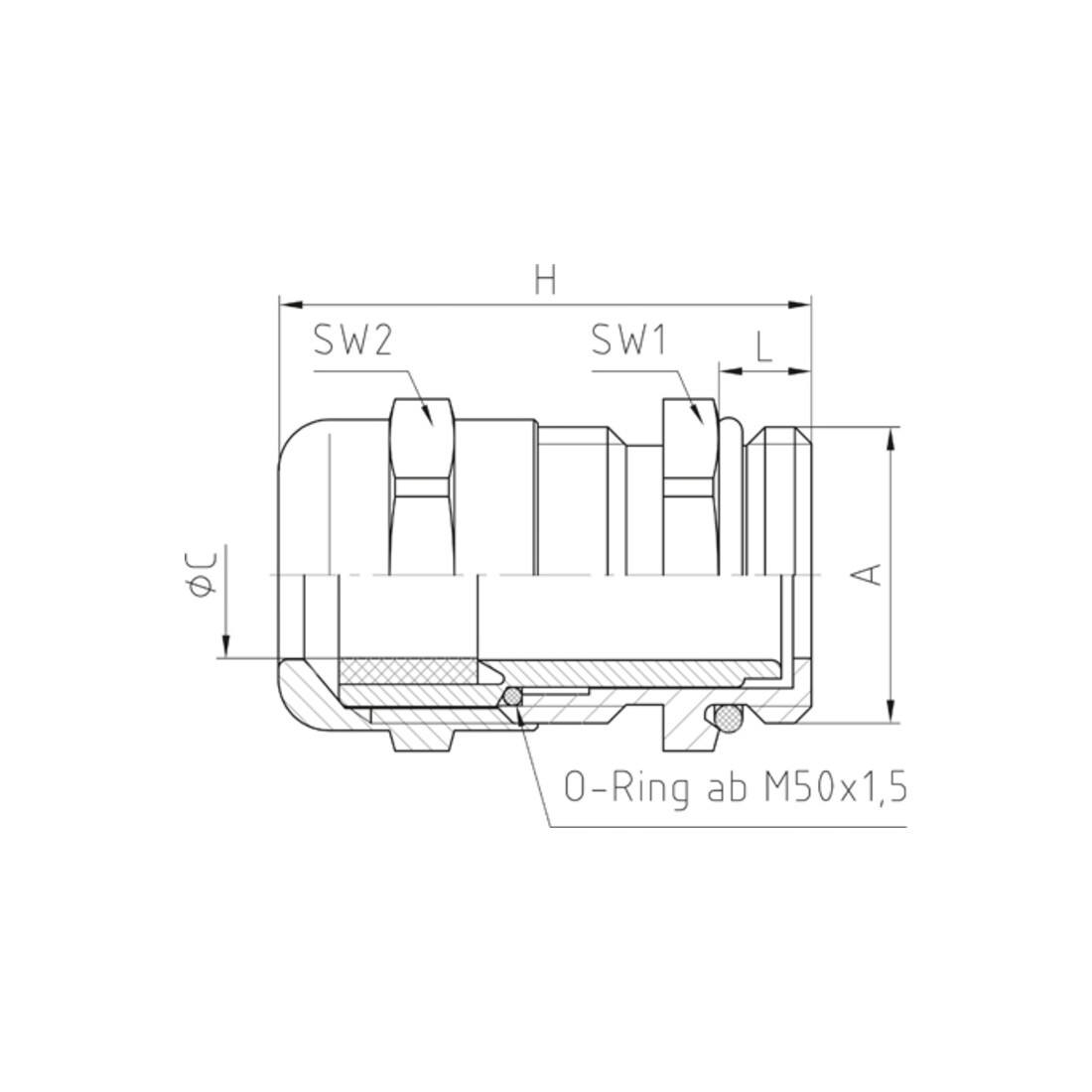 Jacob MS-Pression de câble M25x1,5 50.625 M/EMV