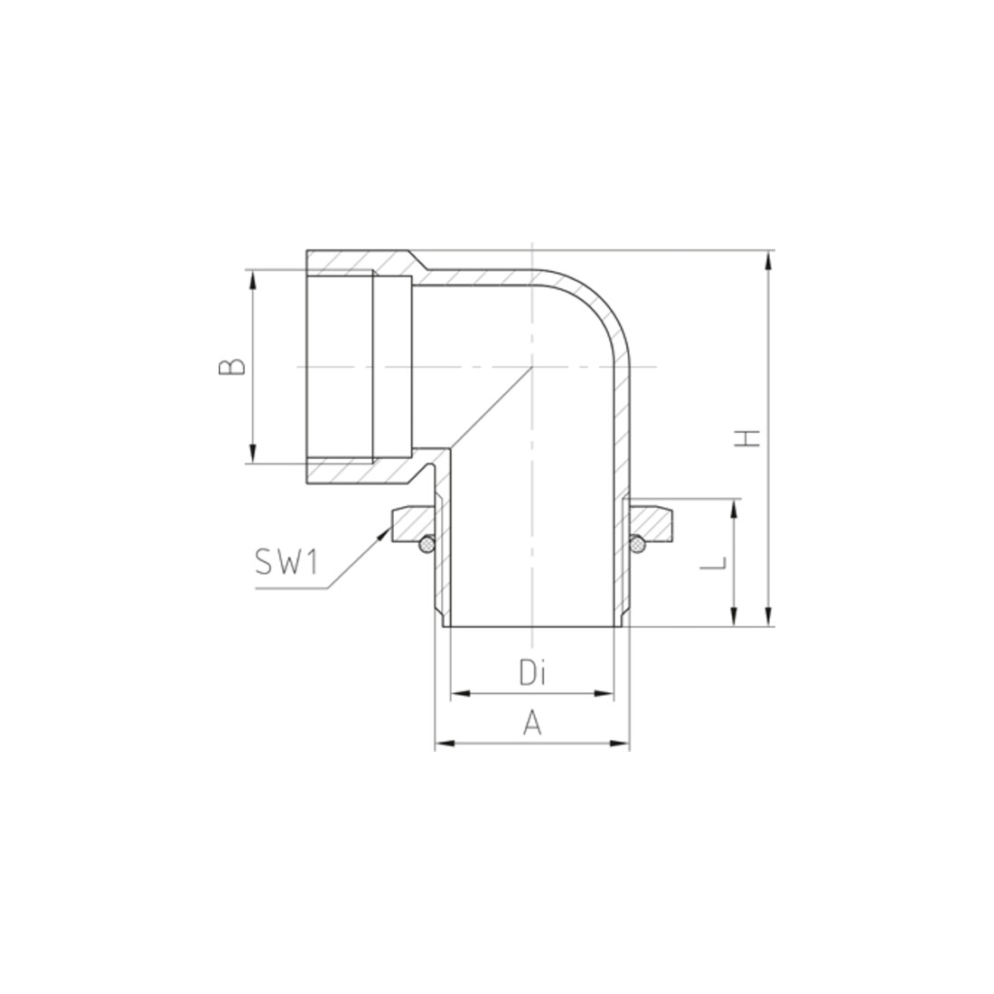 Jacob Winkel M20x1,5 en zinc sous pression verni 21.620 M