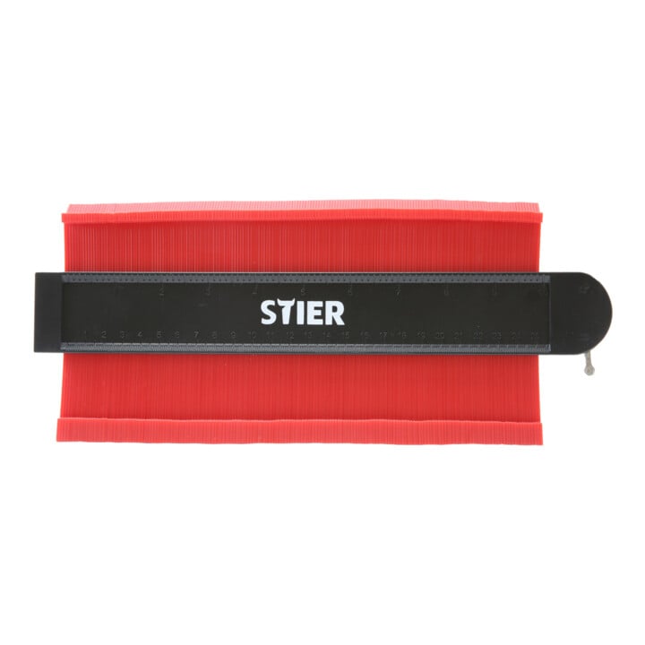 STIER Jeu d'équerres d'arrêt Palissandre 250 mm + gabarit de contour 310 mm