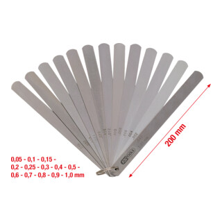 Jauge à piston KS Tools, 13 feuilles, 0,05-1mm