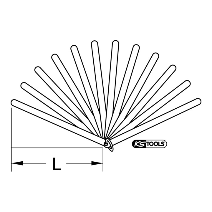 Jauges à piston, 8 lames, 0,05-0,5mm, 150mm