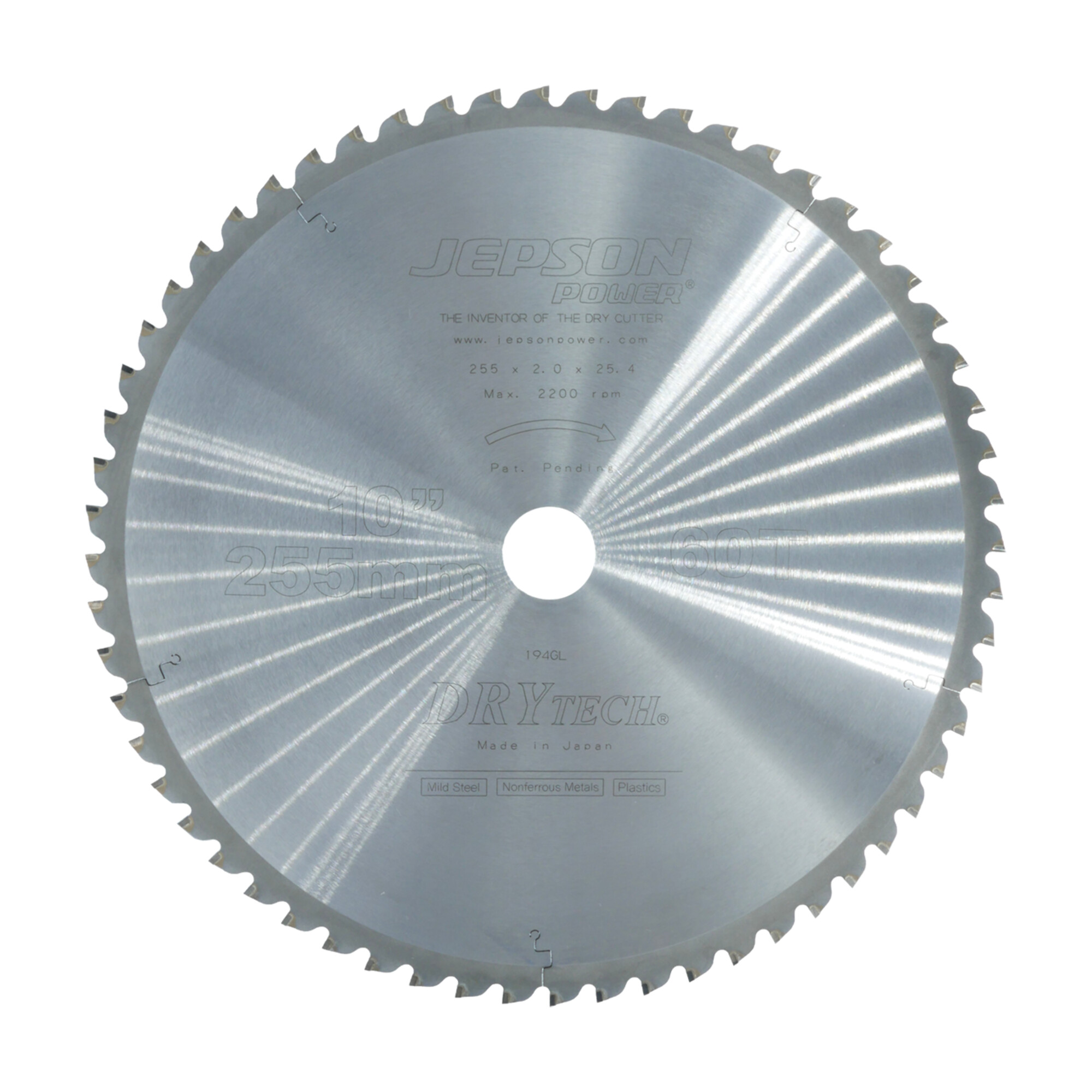 Jepson Drytech HM-Sägeblatt Durchmesser 255 mm / 60Z für Stahl (dünnwandig) ; Jepson Power