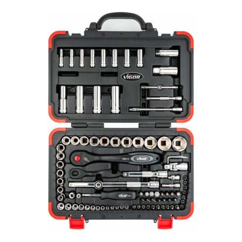 VIGOR Jeu d’adaptateurs V1293 Carré creux 6,3 mm (1/4"), 10 mm (3/8"), 12,5 mm (1/2"), 20 mm (3/4"), carré plein 6,3 mm (1/4"), 10 mm