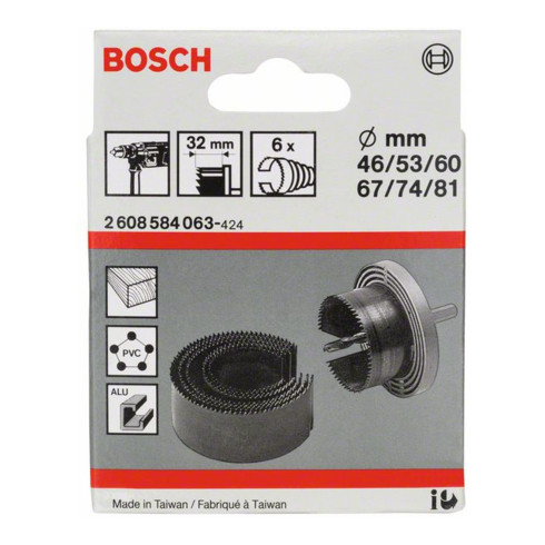 Jeu d'anneaux de scie Bosch 6 pièces 46 - 81 mm