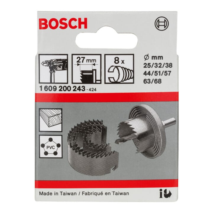 Jeu d'anneaux de scie Bosch 8 pièces 25 - 68 mm