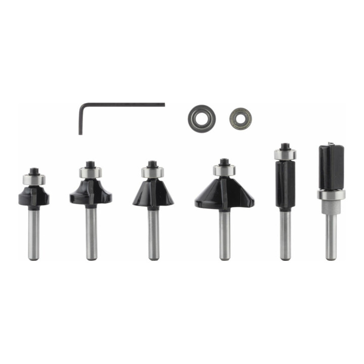 Jeu d'arêtes et de fraises pour arêtes Bosch 1/4" tige 6 pièces