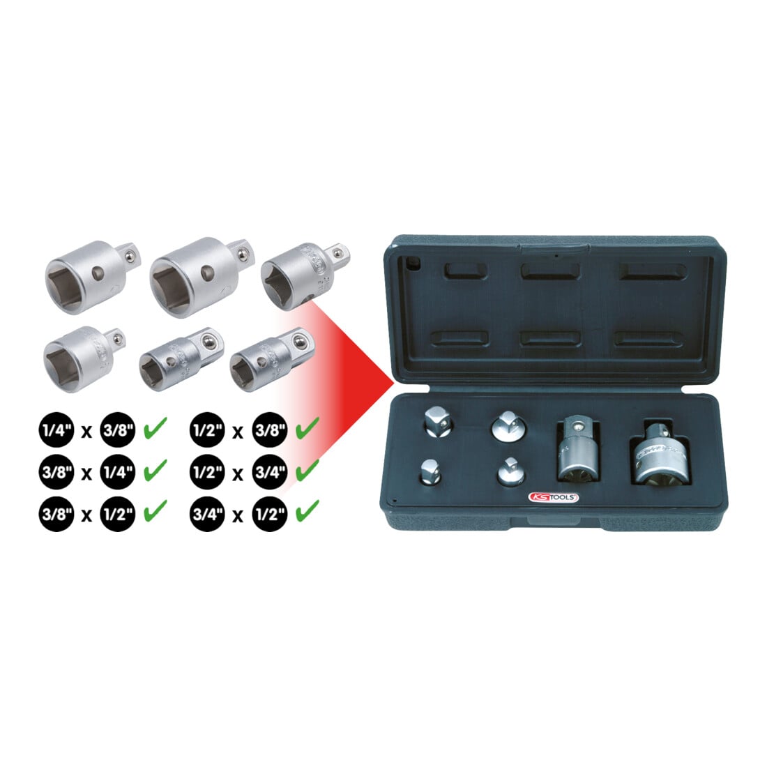 Jeu d'augmentateurs et réducteurs KS Tools 6 pcs.