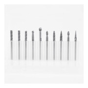 Jeu de 10 fraises rotatives en carbure STIER, queue 3 mm-5