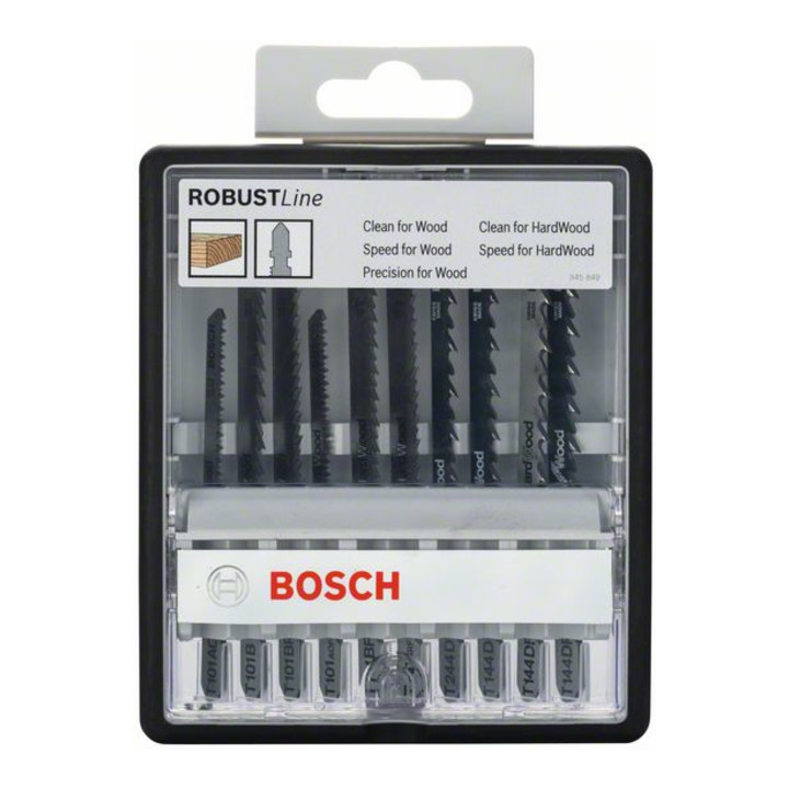 Jeu de 10 lames de scie sauteuse Bosch Robust Line Wood Expert queue en T