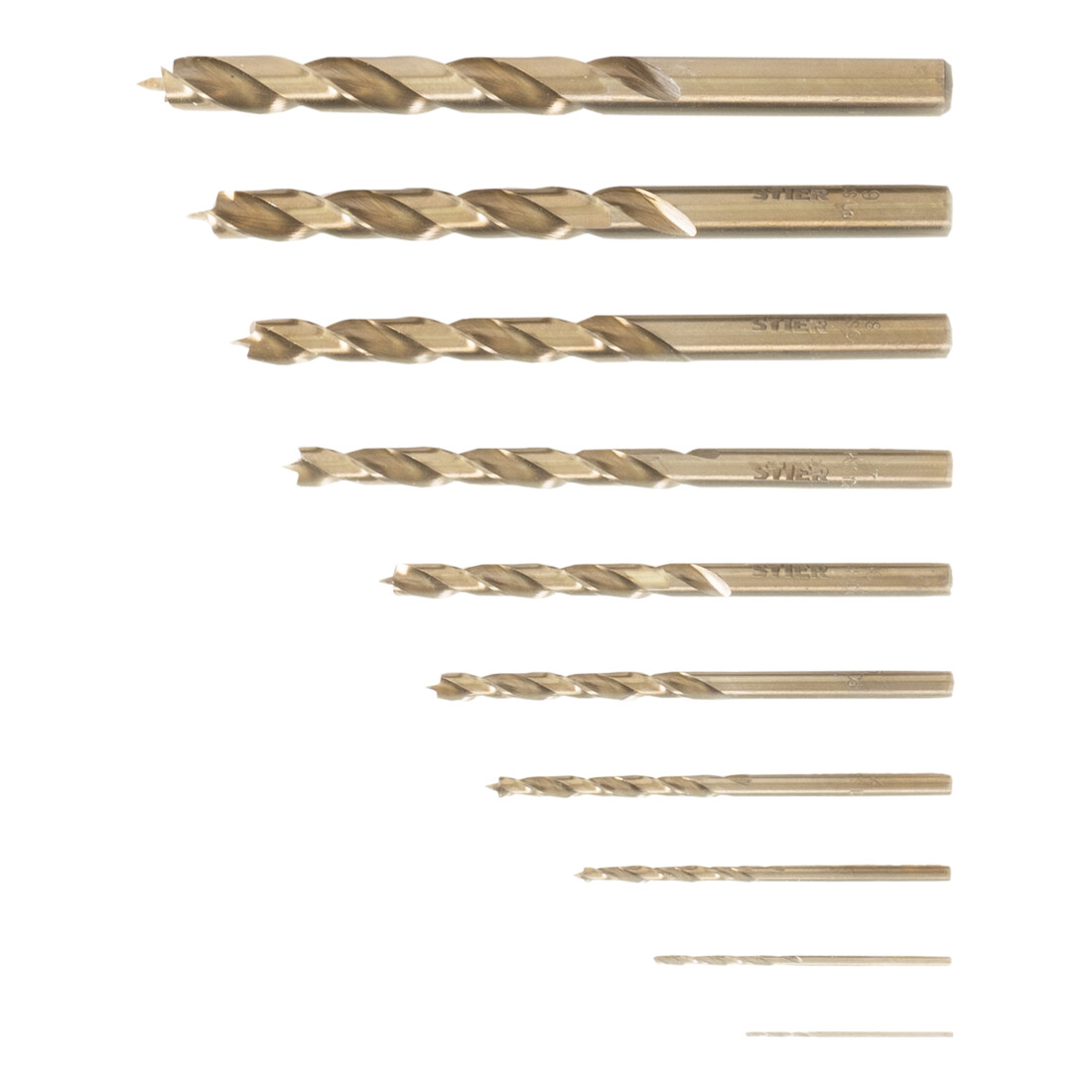 Jeu de 10 mèches à bois STIER HSS Co, 1-10 mm