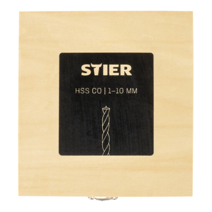 Jeu de 10 mèches à bois STIER HSS Co, 1-10 mm