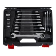 Jeu de 16 clés plates à cliquet STIER KraftSpezial, ouv. 8 - 19 mm, en coffret plastique