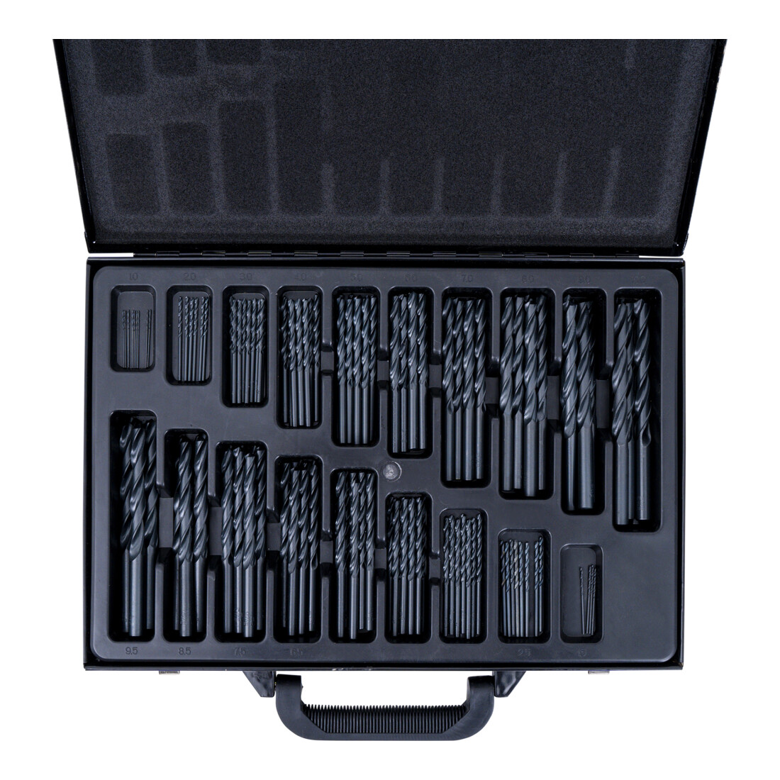 Jeu de 170 forets hélicoïdaux STIER Basic DIN 338 HSS-R 1 à 10 mm par pas de 0,5 mm