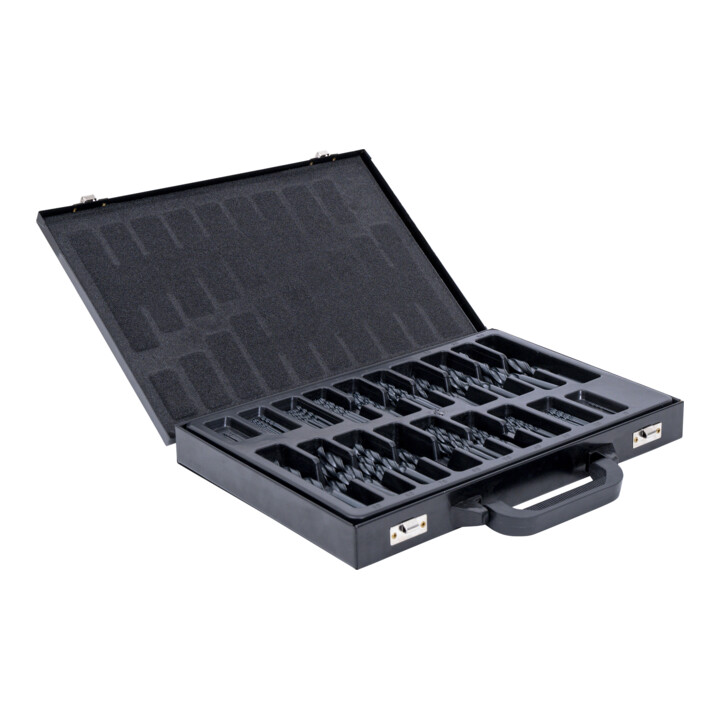 Jeu de 170 forets hélicoïdaux STIER Basic DIN 338 HSS-R 1 à 10 mm par pas de 0,5 mm