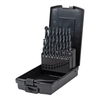 Jeu de 19 forets hélicoïdaux STIER Basic DIN 338 HSS-R 1-10 mm en coffret
