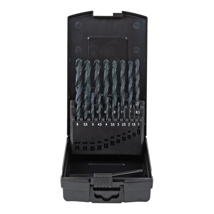 Jeu de 19 forets hélicoïdaux STIER Basic DIN 338 HSS-R 1-10 mm en coffret