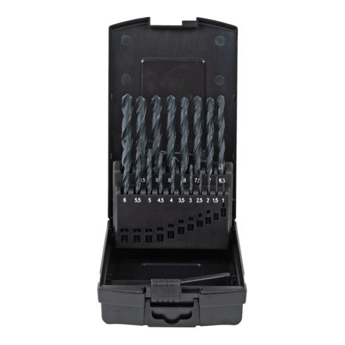 Jeu de 19 forets hélicoïdaux STIER Basic DIN 338 HSS-R 1-10 mm en coffret