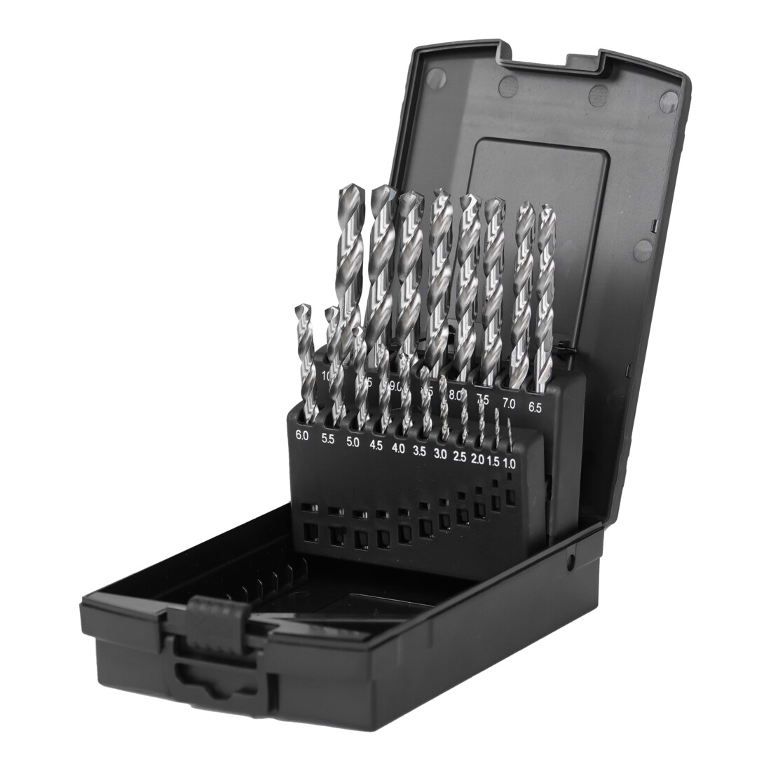 Jeu de 19 forets hélicoïdaux STIER Standard DIN 338 HSS-G 1-10 mm en coffret