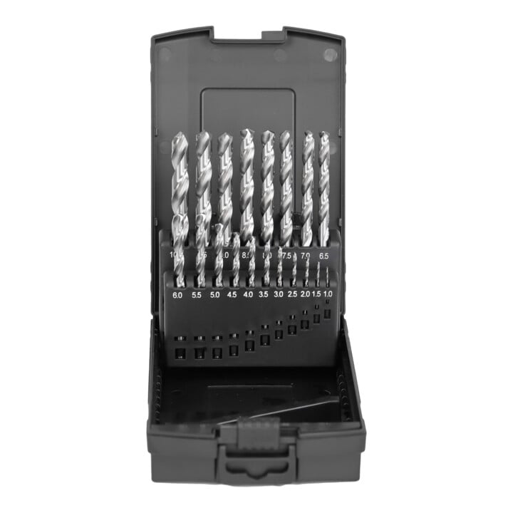 Jeu de 19 forets hélicoïdaux STIER Standard DIN 338 HSS-G 1-10 mm en coffret