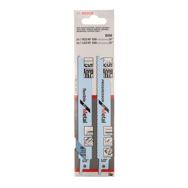 Jeu de 2 lames de scie-sabre pour le métal Bosch S 922 AF S 123 XF