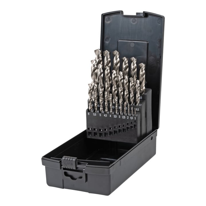 STIER Set de forets hélicoïdaux HSS-Co5 25 pièces + Set de bits torsion 42 pièces