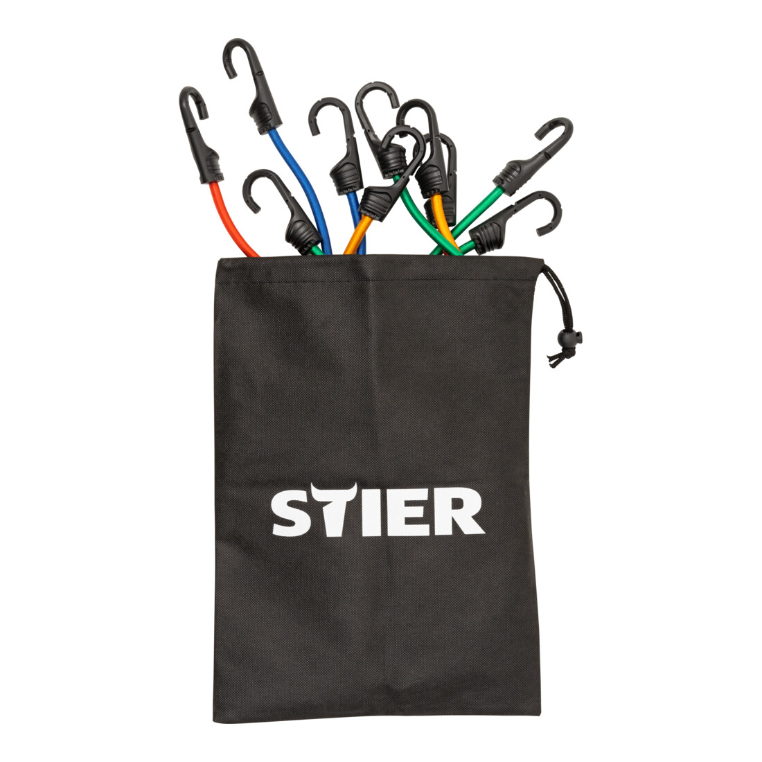 Jeu de 28 élastiques de fixation STIER, crochets en acier avec revêtement ABS