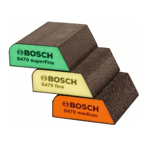 Jeu de 3 éponges à poncer Bosch S470 Best for Profile 69 x 97 x 26 mm M, F, SF