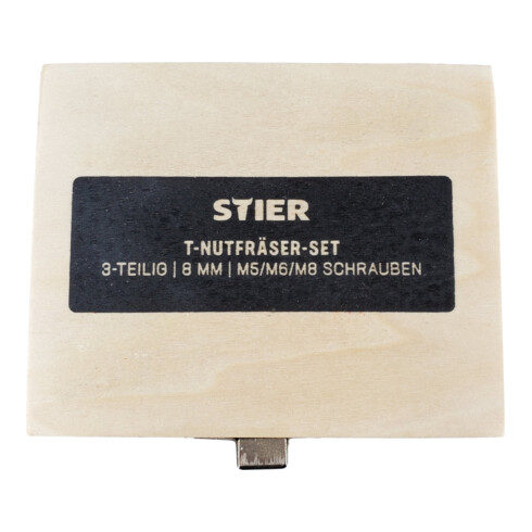 Jeu de 3 fraises pour rainures en T STIER, vis M5 M6 et M8, 8 mm pour défonceuses