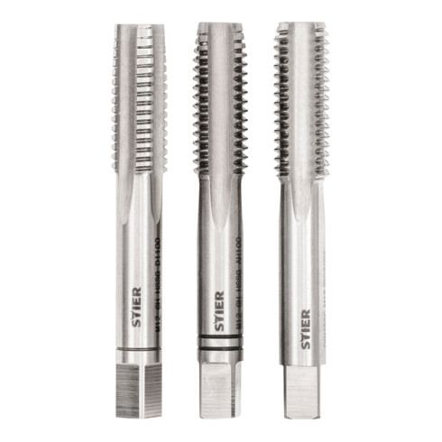 Jeu de 3 tarauds main STIER DIN 352 HSS-G M12